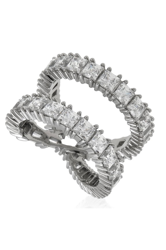 Hyperbola Motif Ring Rhodium Shiny White, Size 52 (US 5.75)