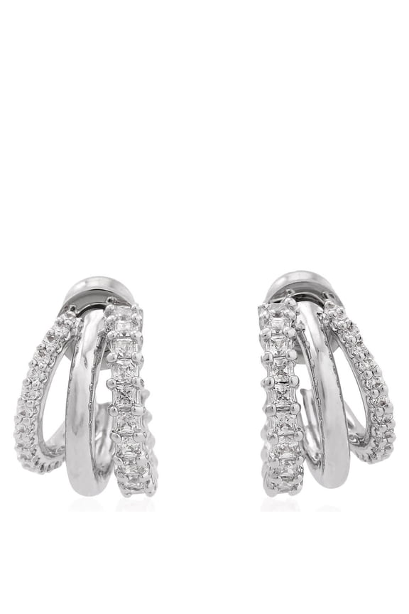 Hyperbola Rhodium Plated Hoop Earrings
