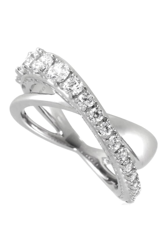 Hyperbola Rhodium-Plated Ring, Size 58