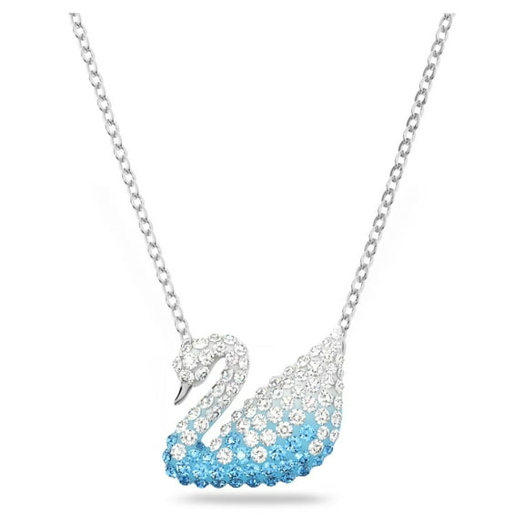 Swarovski Iconic Swan Pendant Swan - Medium - Blue/Rhodium Plated
