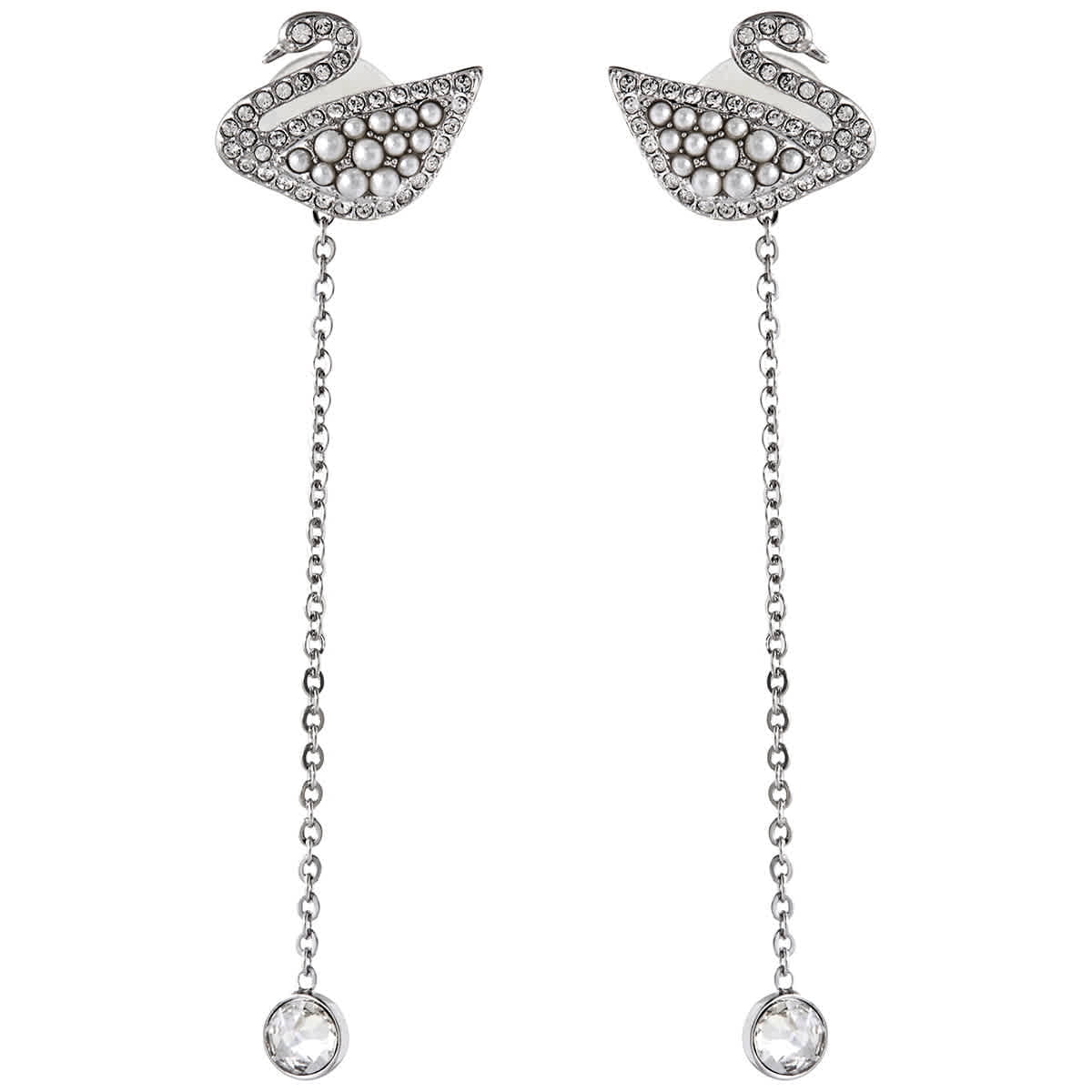 Swarovski Iconic Swan Drop Earrings - Silver