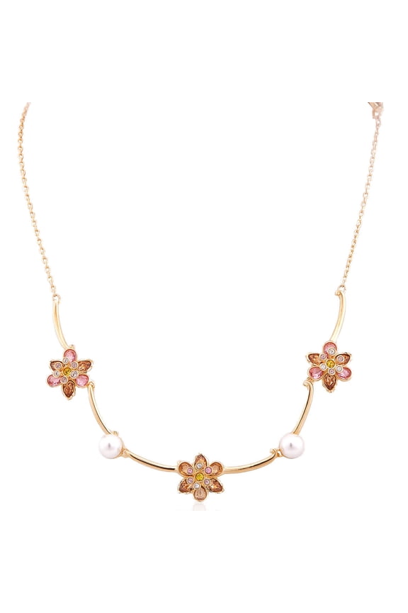 Idyllia Crystal Pearl Flower Necklace