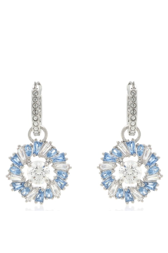 Idyllia E Pierced Earrings Mini Hoop Rhodium Shiny Blue