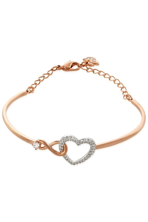 Hyperbola bangle Infinity and heart, White, Mixed metal finish 5518869