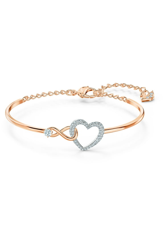 Infinity Heart Bangle - White - Mixed Metal Finish - 5518869