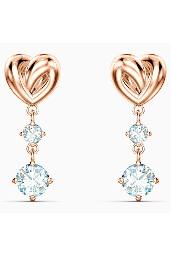 LIFELONG HEART PIERCED EARRINGS, WHITE, ROSE-GOLD TONE PLATED 5517942