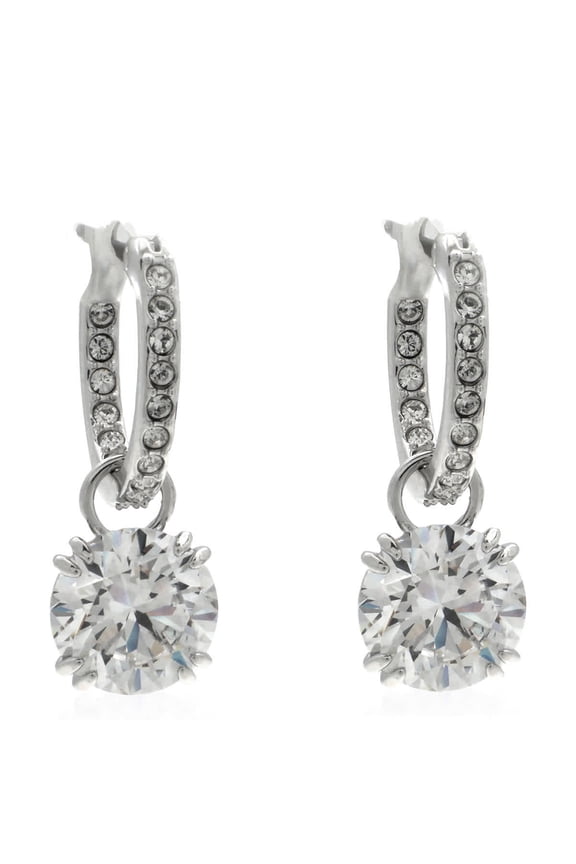 Ladies Constella White Rhodium Plated Drop Earrings