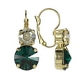 thumbnail image 1 of Swarovski Lever back Earrings 12mm Rivoli Emerald and 8mm Golden Shadow Nickel Free, 1 of 4