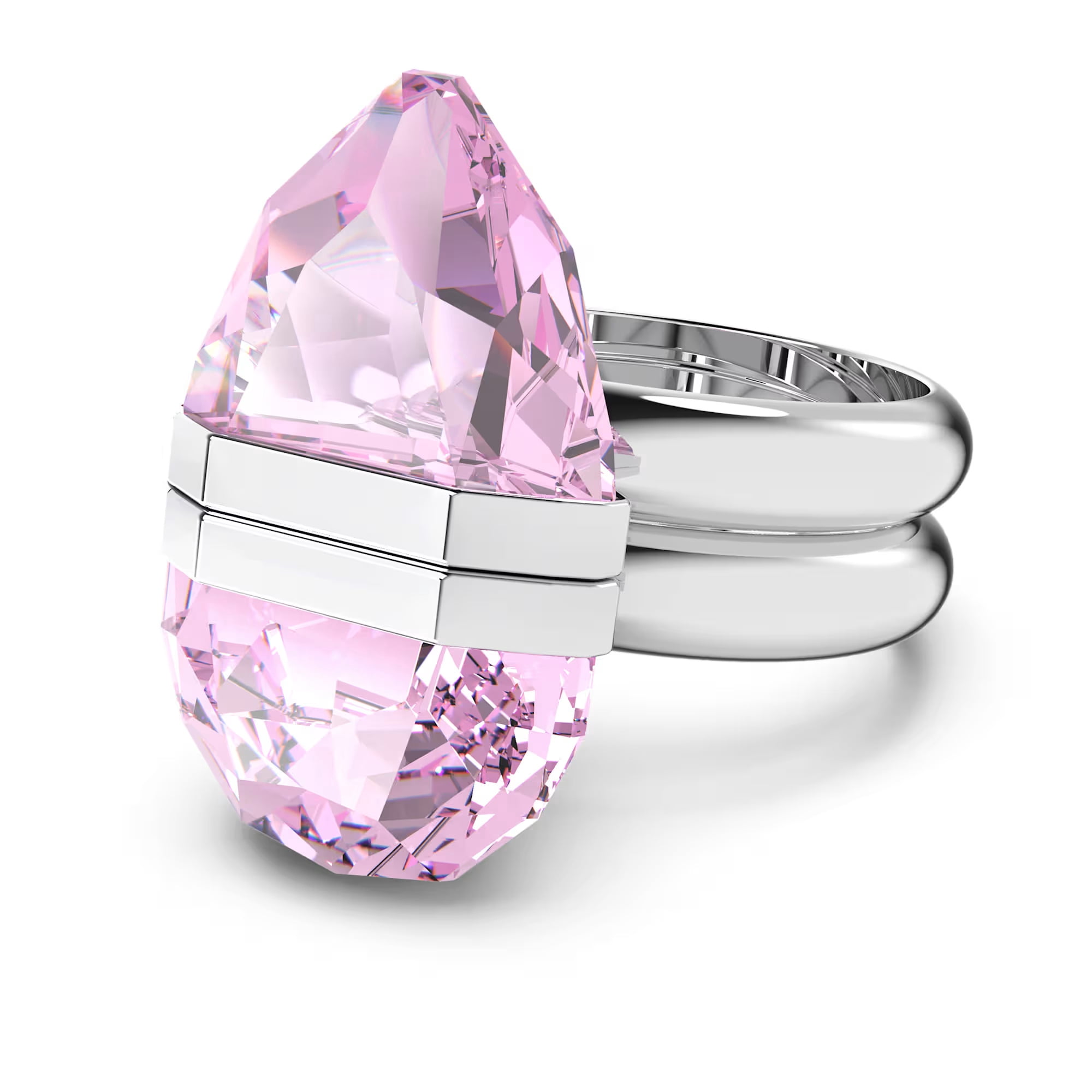 Swarovski Lucent ring Magnetic closure - Pear cut - Pink - Rhodium Plated