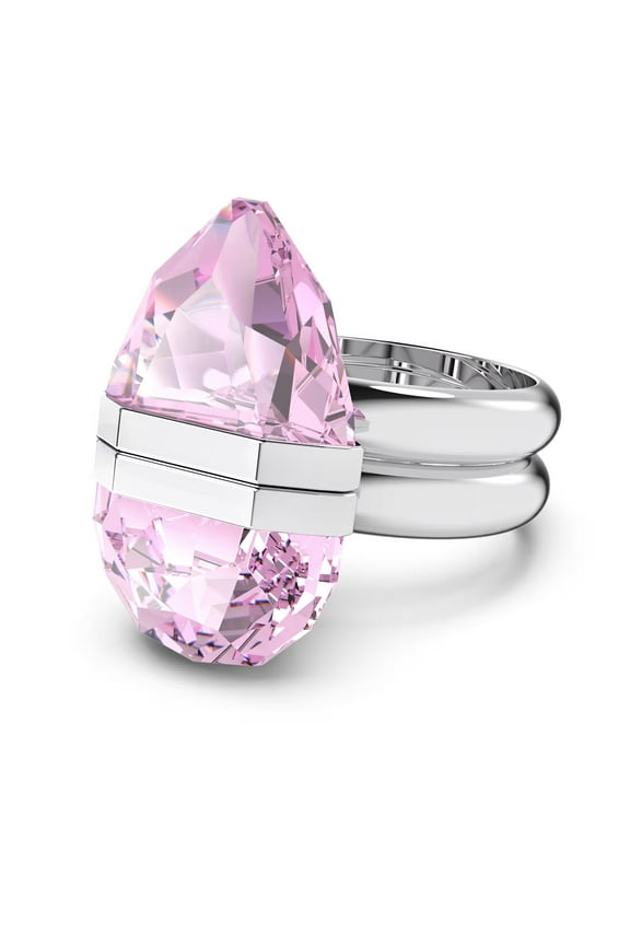 Rhodium Plated Pear Cut Lucent Ring, Size 50 (US 4.75)