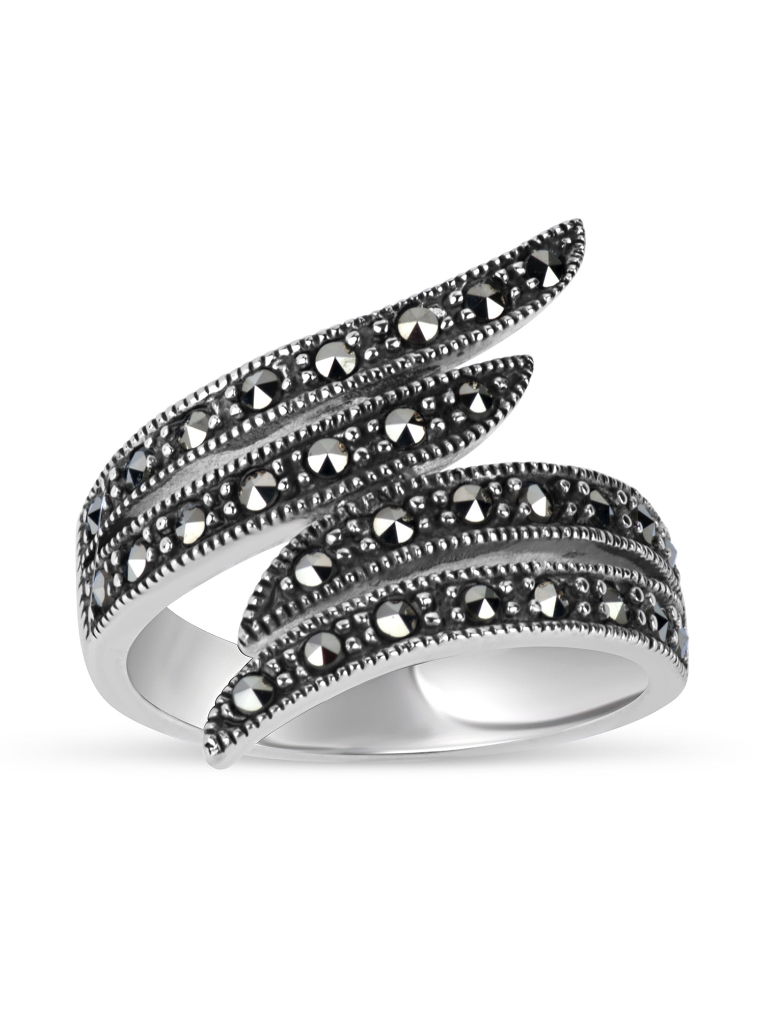 Swarovski Marcasite Sterling Silver Oxidized Double Bypass Ring Walmart