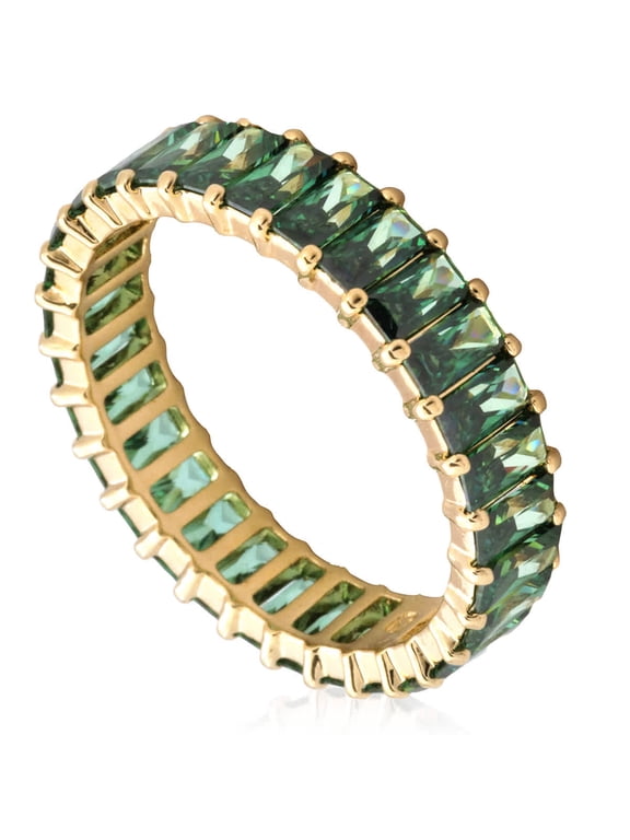Matrix Baguette Cut Green Crystal Ring, Size 60 (US 8.75)