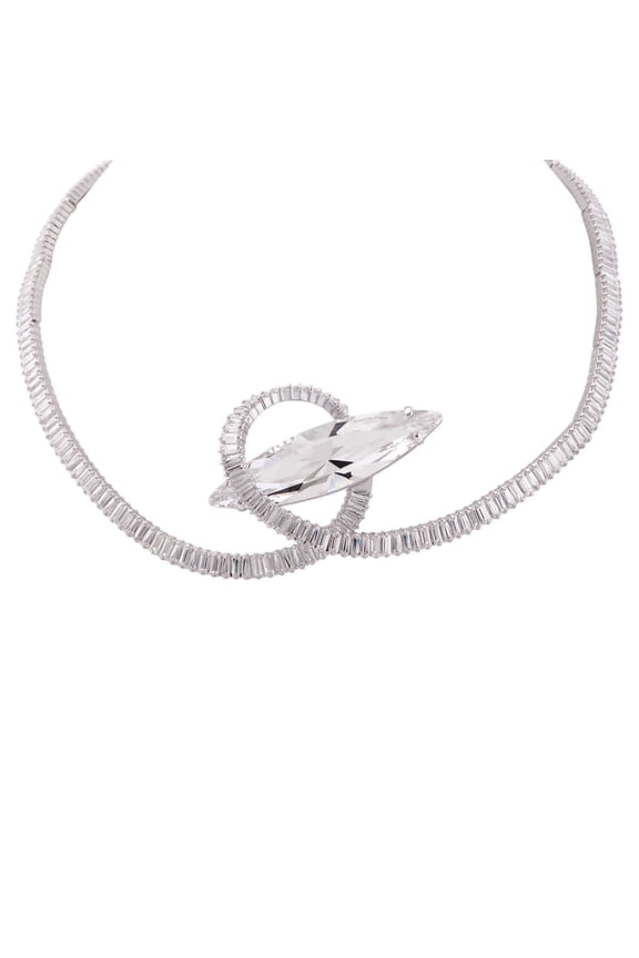 Matrix Baguette Cut Rhodium Plated Choker