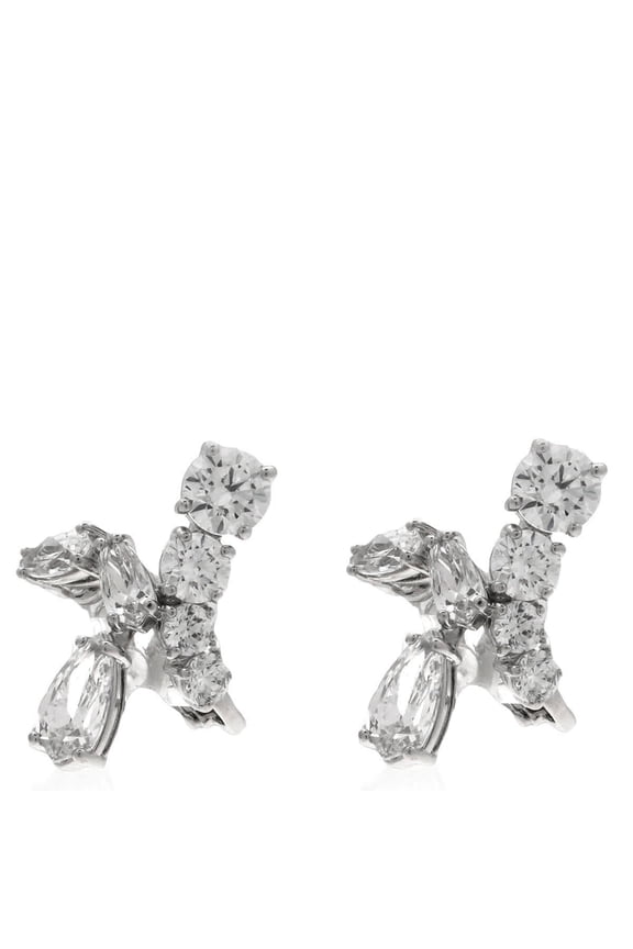Matrix Clip Earrings Rhodium Shiny White