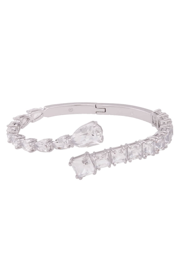 Matrix Cuff Rhodium Shiny Crystal