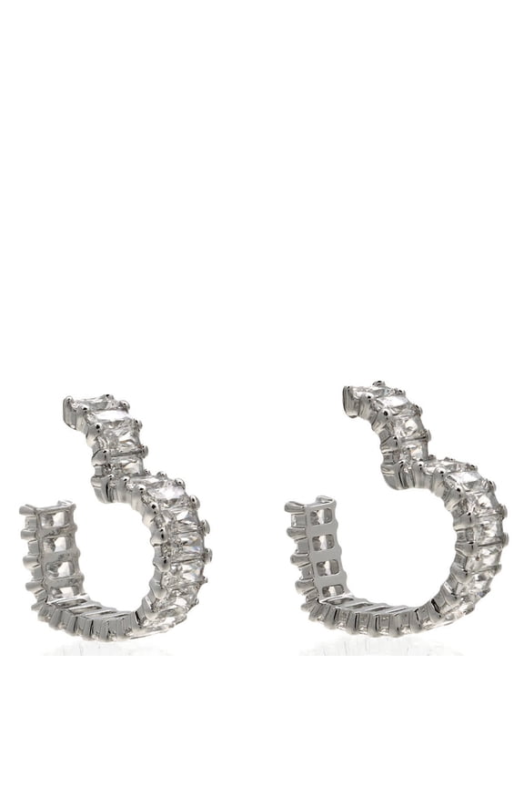 Matrix Pierced Earrings Hoop Hrt S Rhodium Shiny White