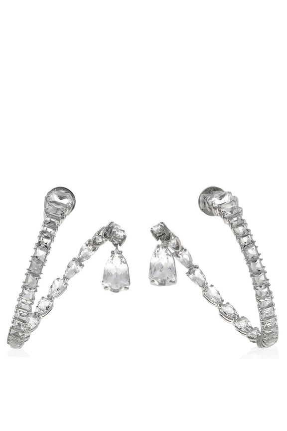 Matrix Pierced Earrings Hoop Rhodium Shiny Crystal