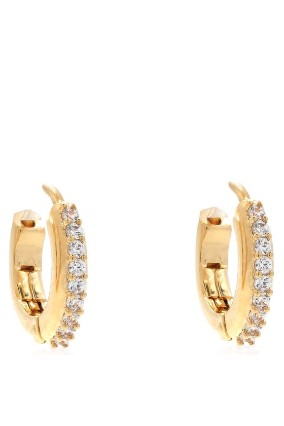 Matrix Pierced Earrings Mini Hoop Gold Shiny Clear