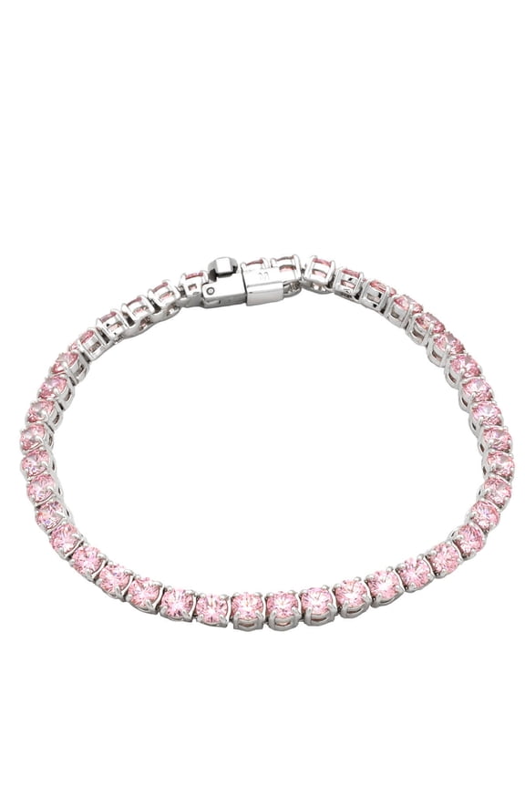 Matrix Pink Rhodium Plated Tennis Bracelet, Size XL