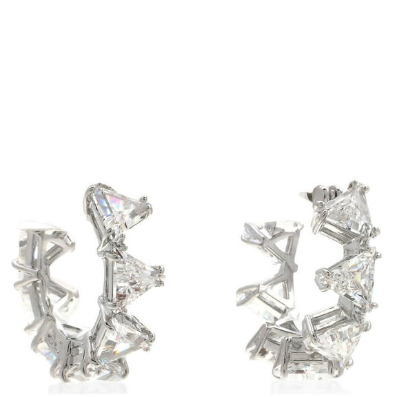 Swarovski Ortyx Pierced Earrings Mini Hoop Triangle Rhodium Shiny White