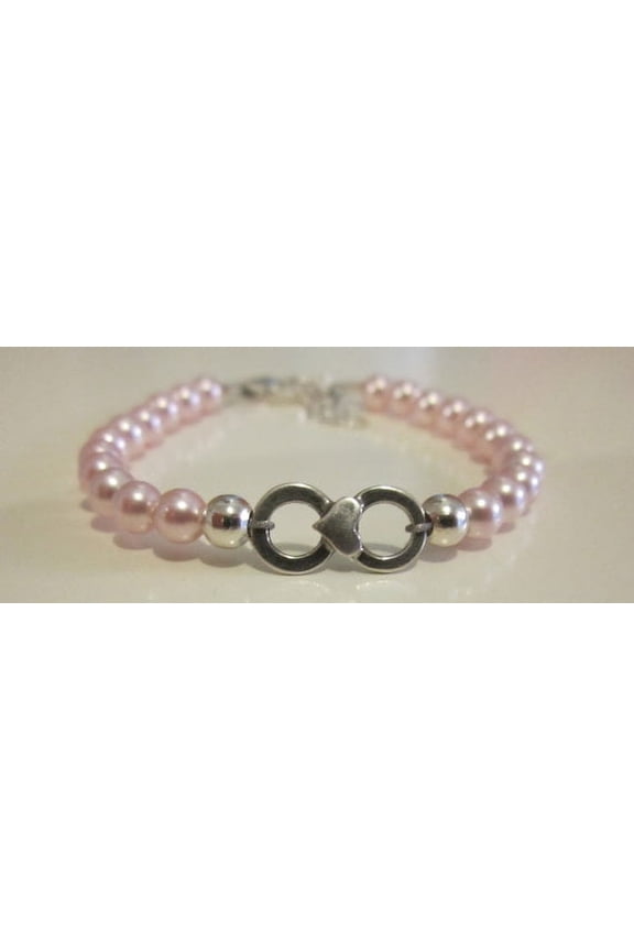 Swarovski Pink Pearls with Sterling Silver Infinity Bead Bracelet