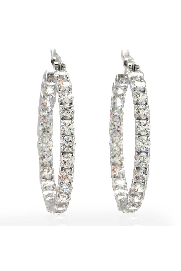 Rhodium Matrix Plated Hoop Earrings