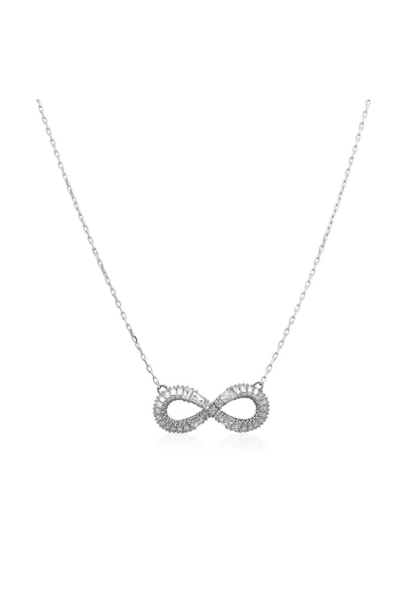 Rhodium Plated Hyperbola Infinity Necklace