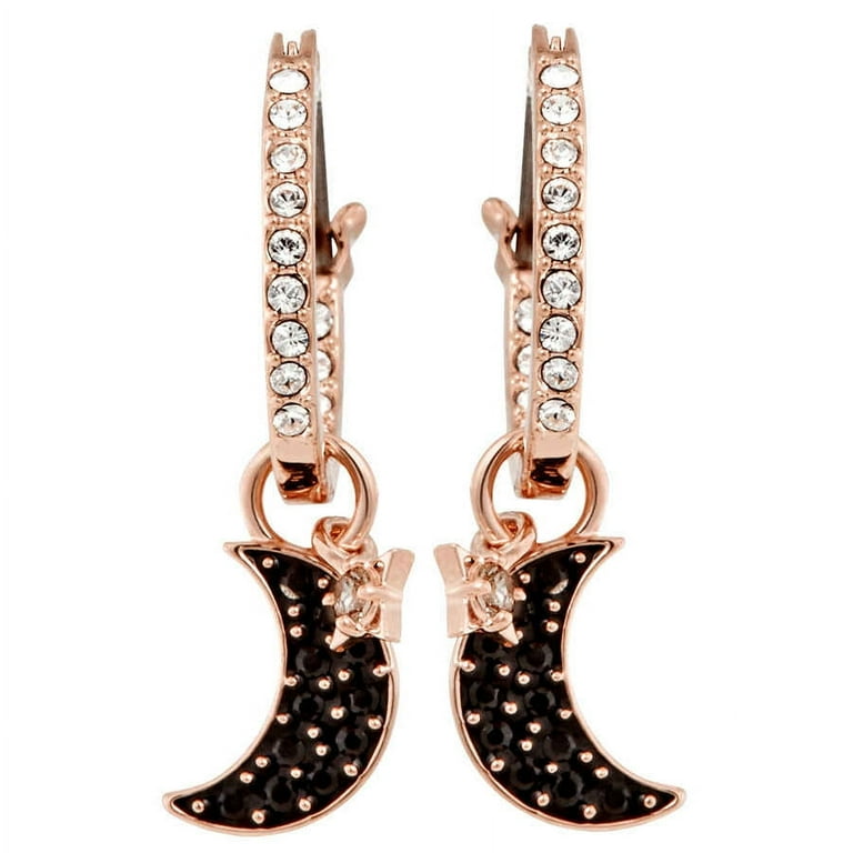 Swarovski Rose Gold Plated Duo Moon Hoop Earrings Walmart