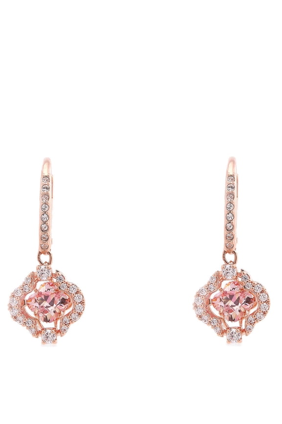 Rose Gold-Plated Sparkling Dance Clover Drop Earrings