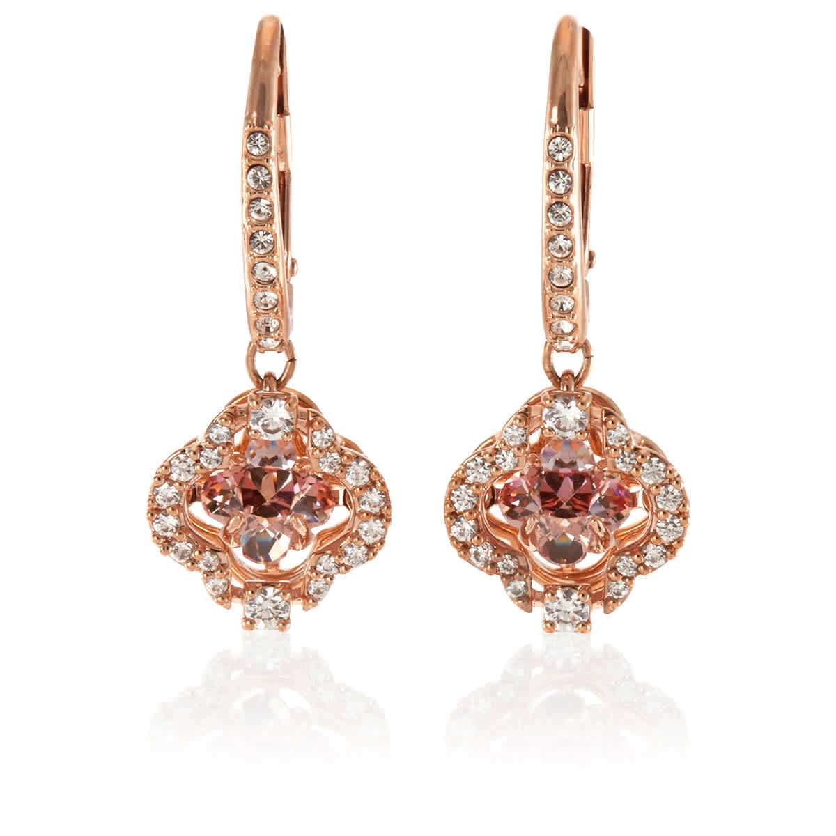 Swarovski Rose-gold Tone Plated Sparkling Dance Clover Pierced Earrings