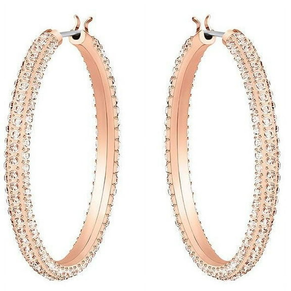Swarovski STONE HOOP PIERCED EARRINGS, PINK, ROSE GOLD PLATING 5383938