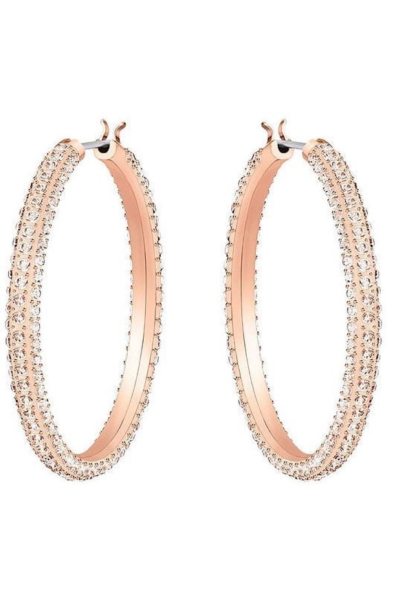 Swarovski STONE HOOP PIERCED EARRINGS, PINK, ROSE GOLD PLATING 5383938