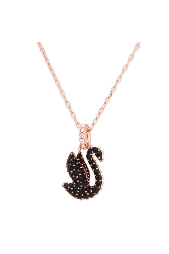 Small Black Swan Pendant Necklace