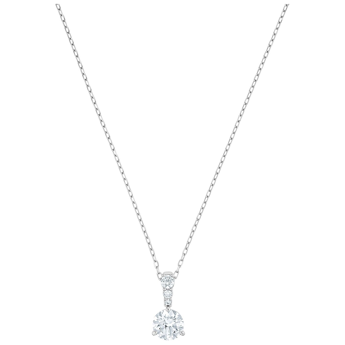Sterling Silver Cubic Zirconia Choker Pendant Necklace