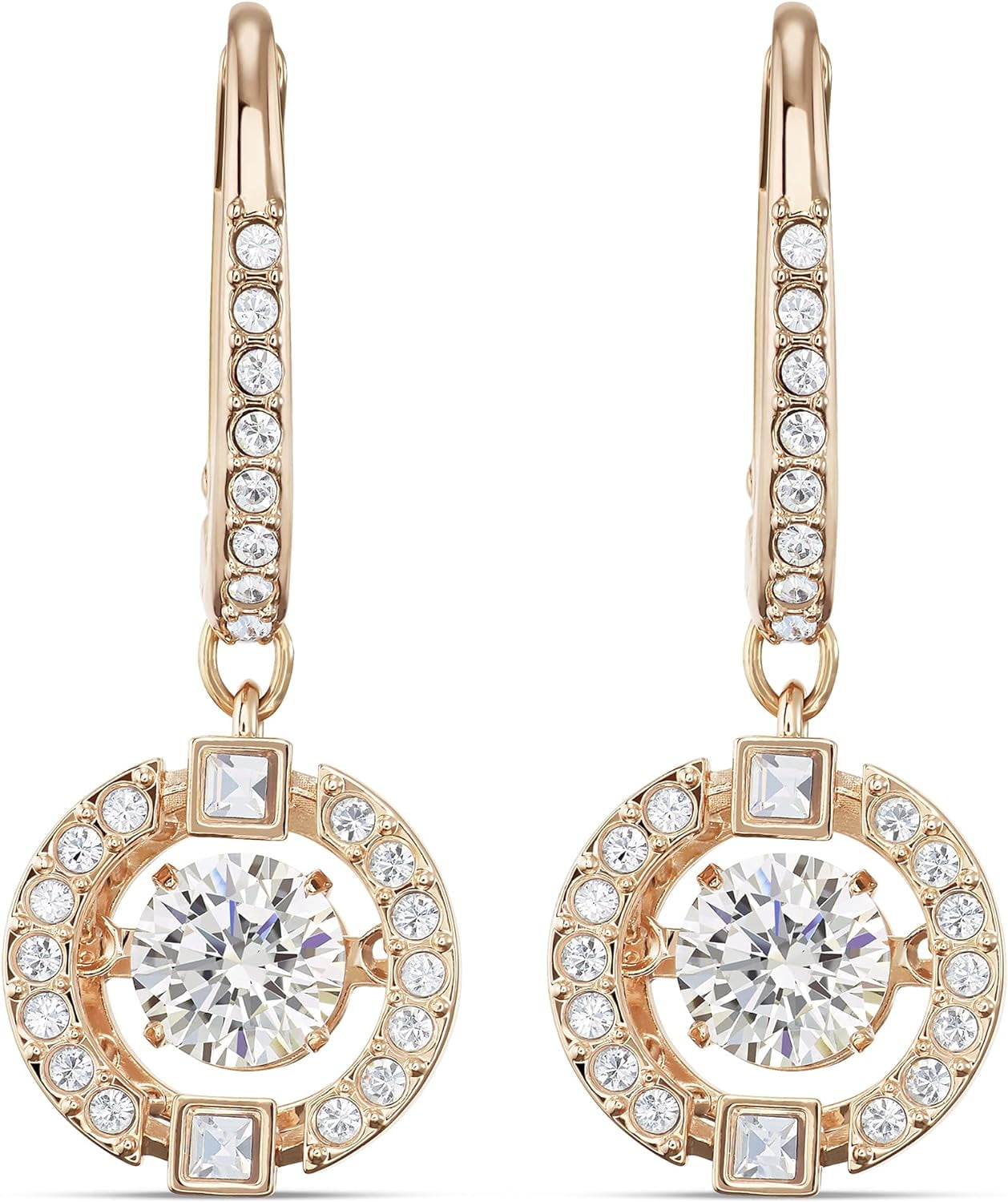 Swarovski Sparking Dance Crystal Jewelry Collection, Gold Tone & Rose Gold Tone Finish Pierced Earrings - Clear Crystals