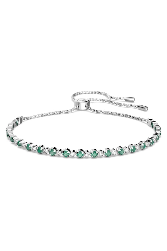 Subtle Bracelet Round Cut, Green, Rhodium plated -5632064