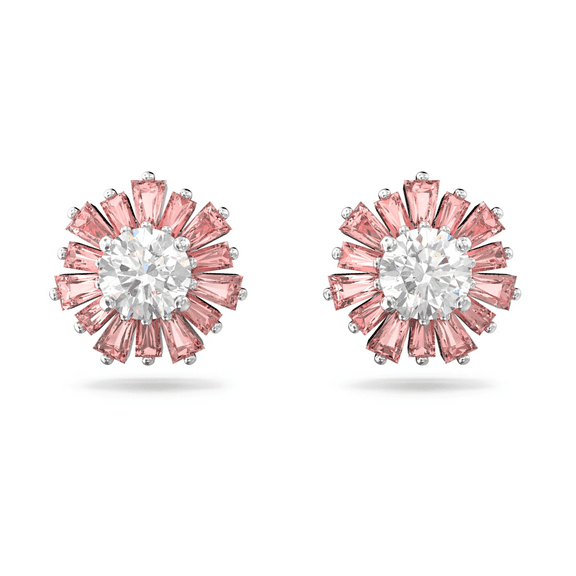Swarovski Sunshine stud earrings Sun, Pink, Rhodium plated 5642962