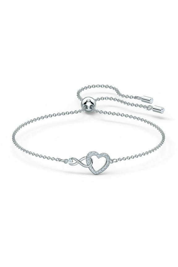 Infinity Heart Bracelet - White - Rhodium Plated