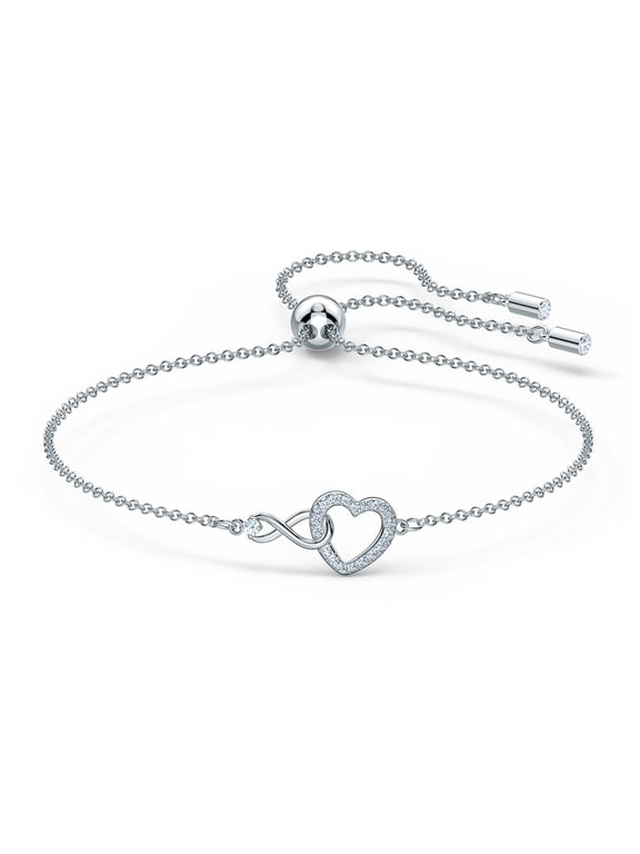 Infinity Heart Bracelet - White - Rhodium Plated
