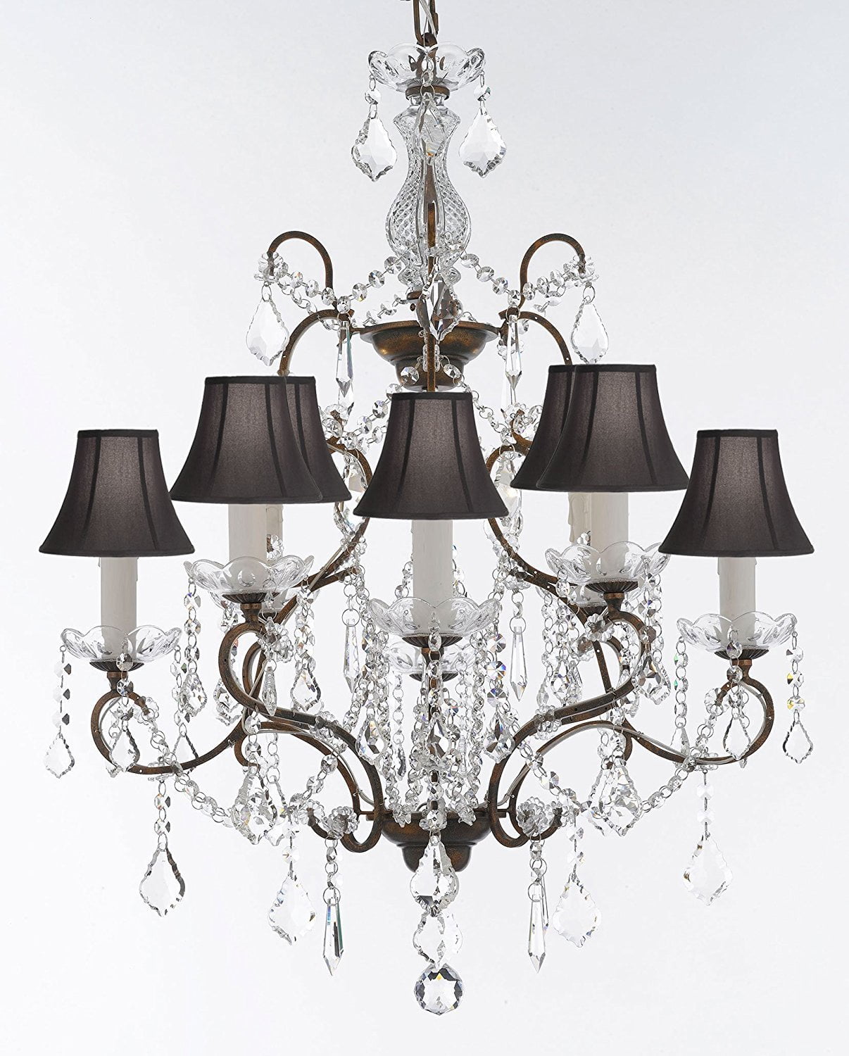 ソライド　(CARORE) Swarovski TM Wrought Iron Crystal Chandelier With Black