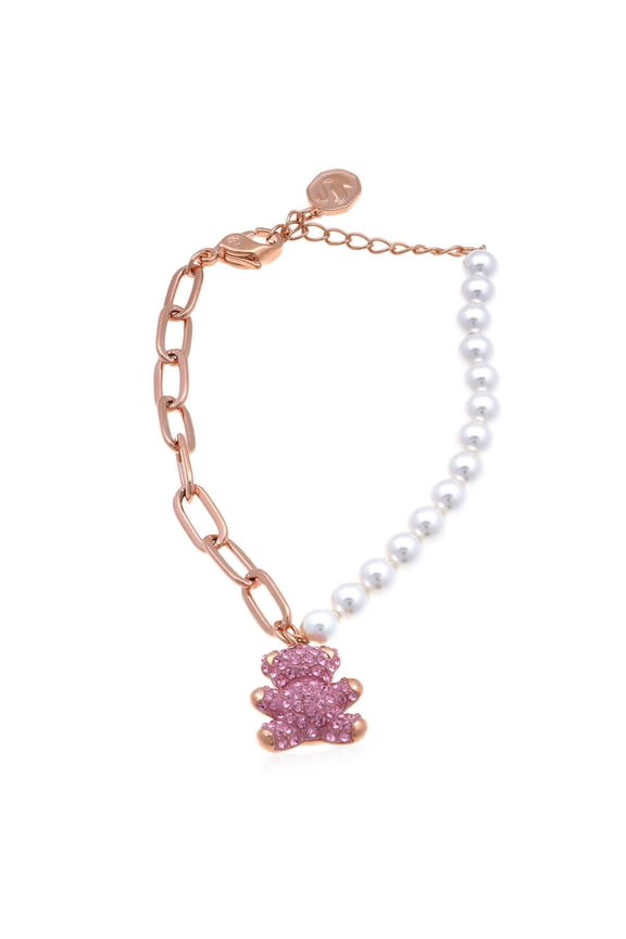 Teddy Bear Motif Rose Gold-Tone Bracelet