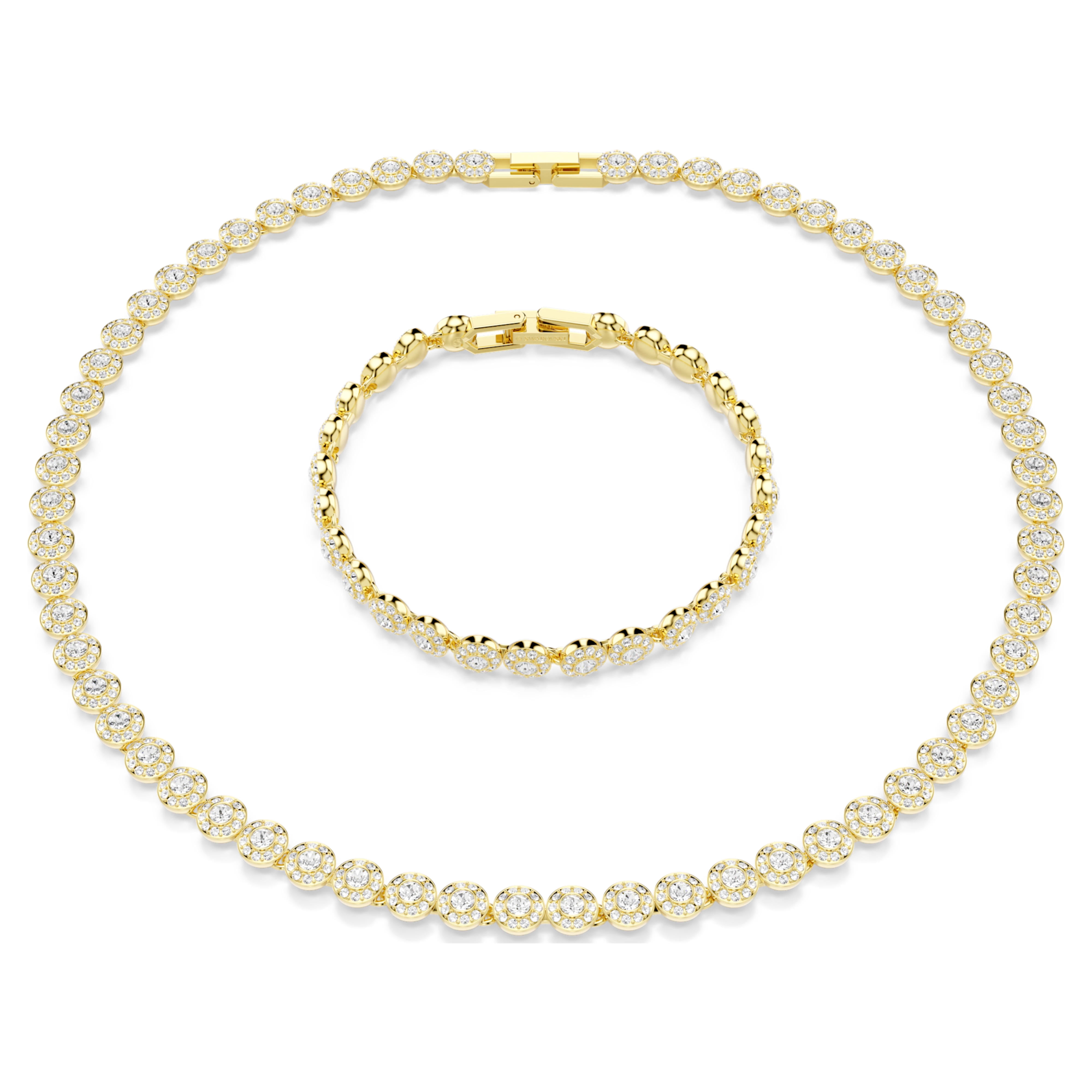 Swarovski Una Angelic Set – Necklace & Bracelet, Round Cut Crystals ...