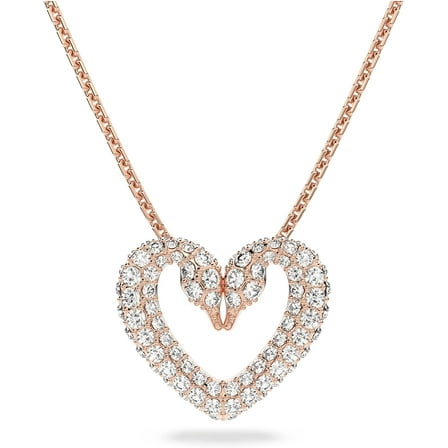 Swarovski Una Jewelry Collection, Rhodium Rose Gold Tone Finish, Clear Crystals Pendant Necklace