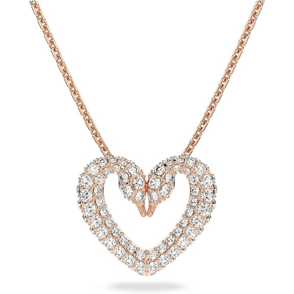 Swarovski Una Jewelry Collection, Rhodium Rose Gold Tone Finish, Clear Crystals Pendant Necklace