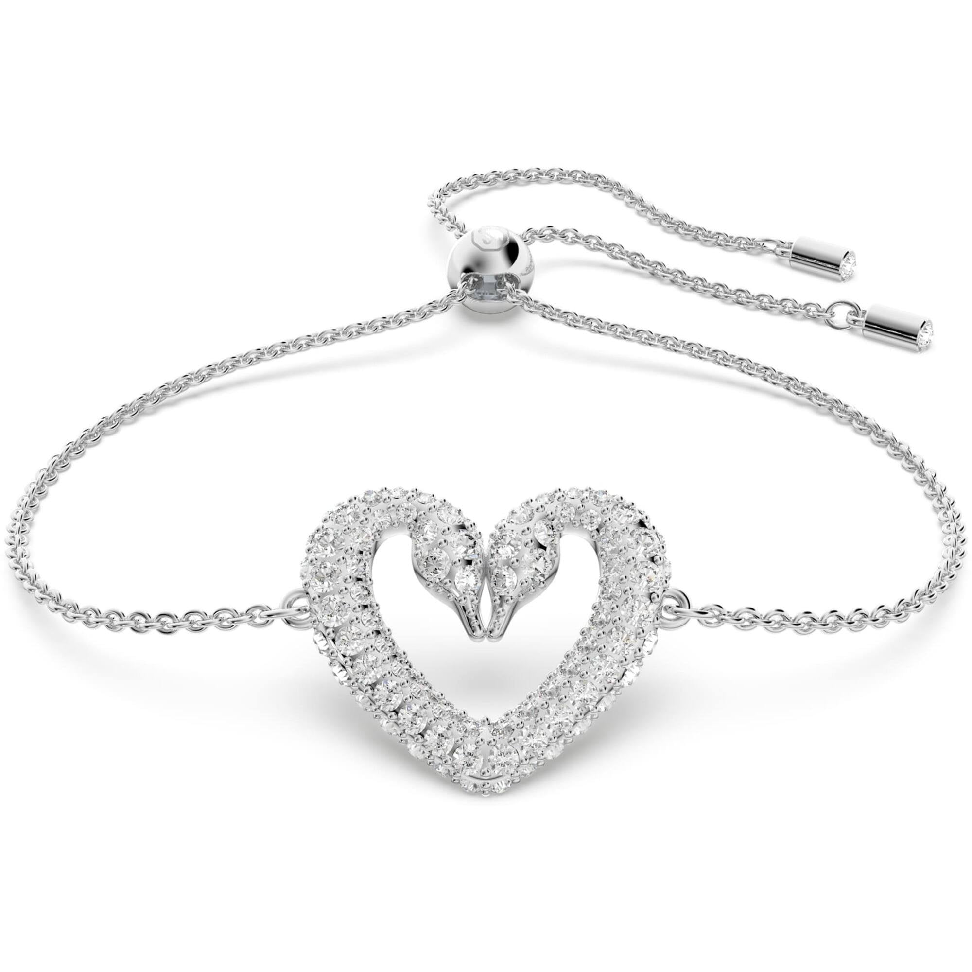 SWAROVSKI 5625534 Women's Una Heart Rhodium Plated Bracelet
