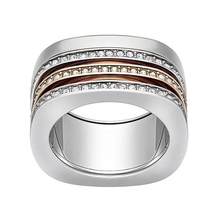 Swarovski Vio Rhodium & Rose Gold Plated Crystals Womens Ring Size 8 / 58 - 5184229