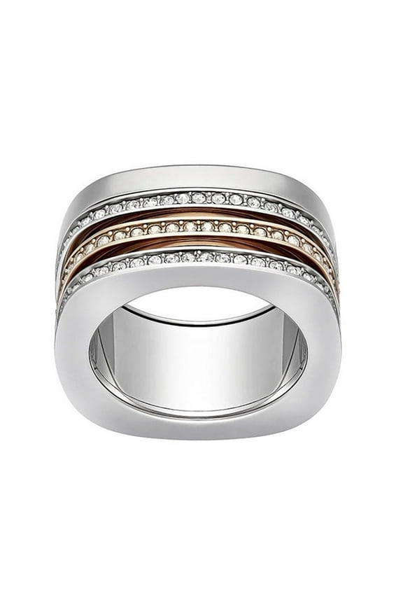 Vio Rhodium & Rose Gold Plated Crystals Womens Ring Size 8 / 58 - 5184229