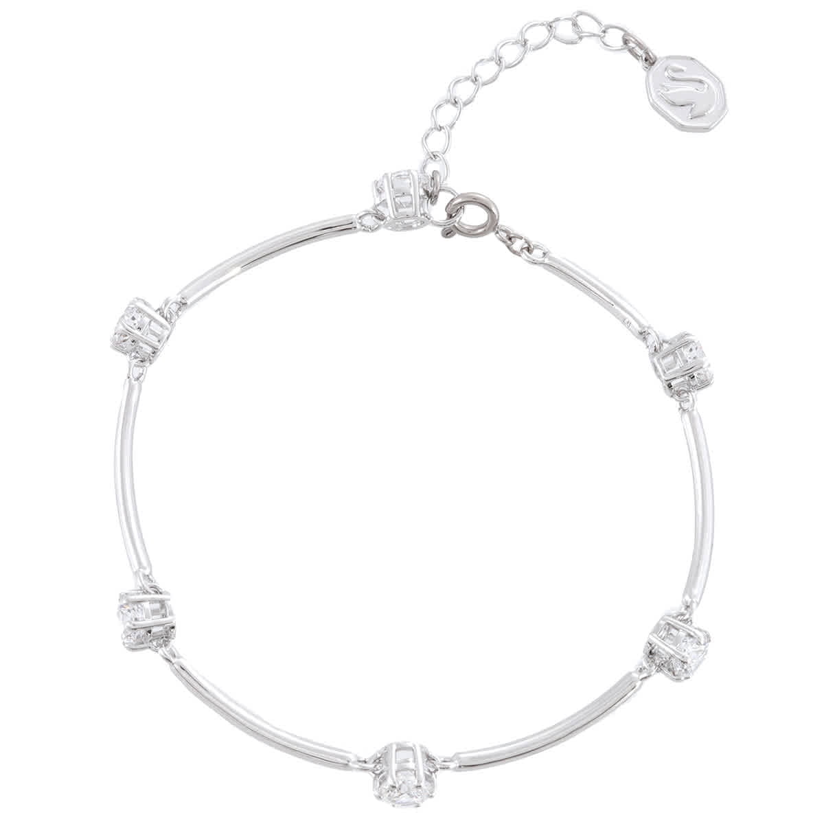 Swarovski White Constella Rhodium Plated Round Cut Bangle, Size M