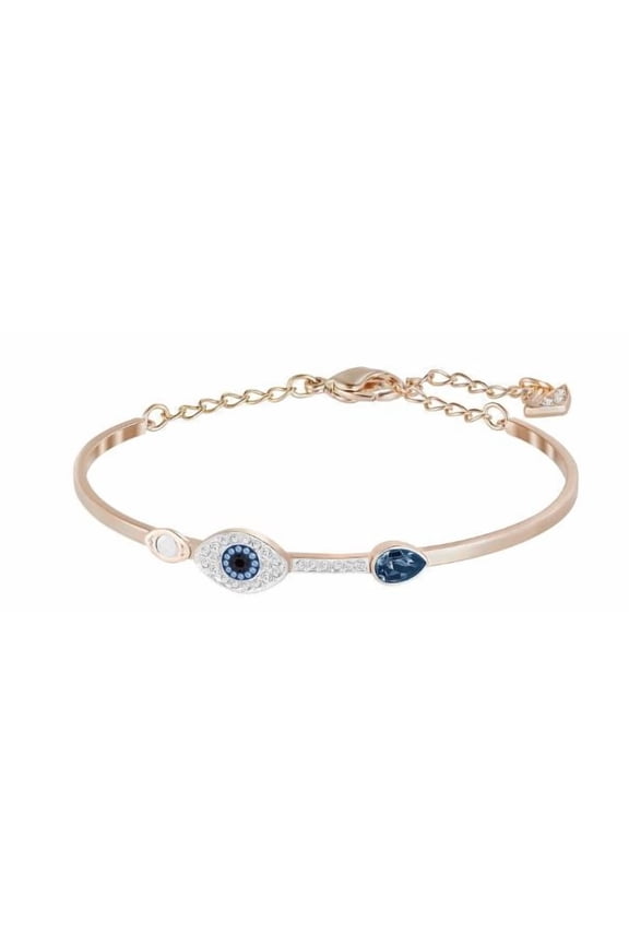 Women's Blue Evil Eye Gold Bangle Bracelet
