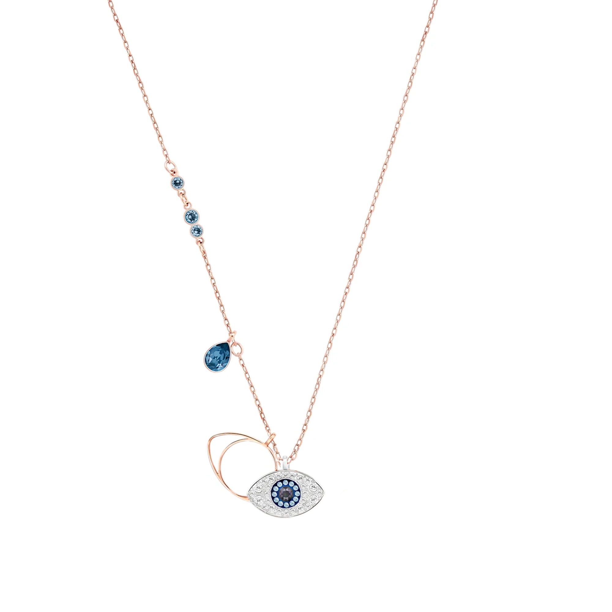 Evil Eye Necklace in Blue Enamel With Diamonds - KAMARIA